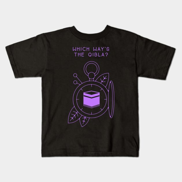 Which Way's The Qibla? - Purple Kids T-Shirt by submissiondesigns